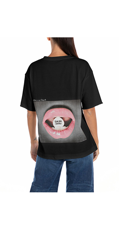 FAKE NEWSプリントジャージーTシャツ 詳細画像
